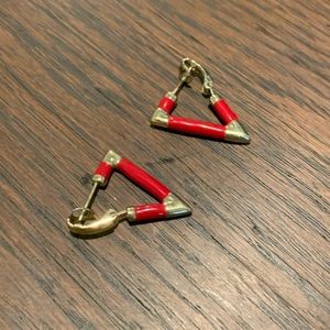 Red Triangle Earrings